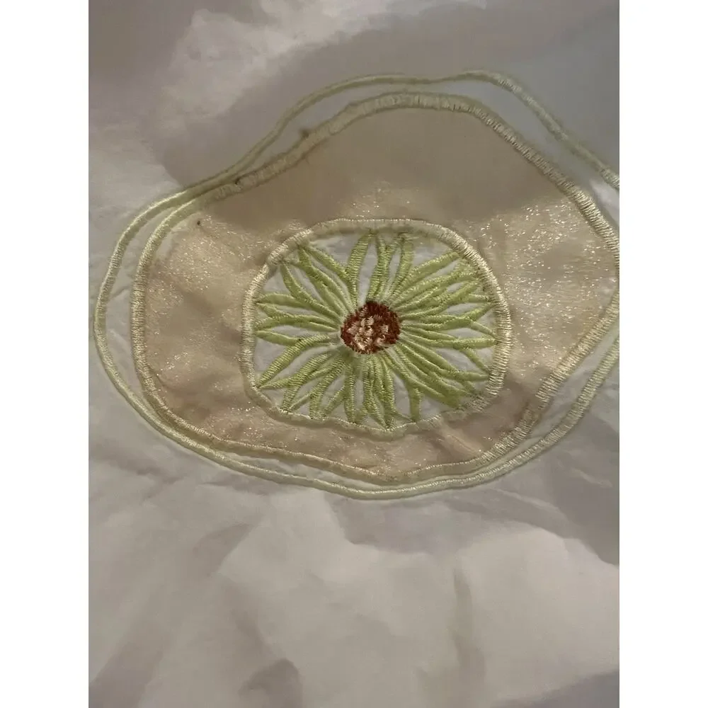 Elegant Floral Embroidered Twin XL Duvet Cover White Green 100% Cotton